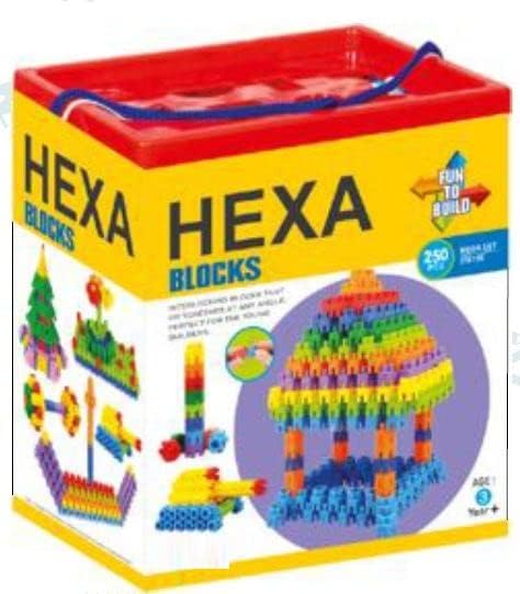 Hexagon Building Blocks Set, 250 Pieces, Multicolour, Educational Toys