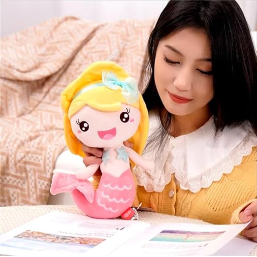 Liquortees Mermaid Soft Doll, Plush Toy for Girls, Baby Dolls, Kids Soft Toy (Peach 20 Cm)