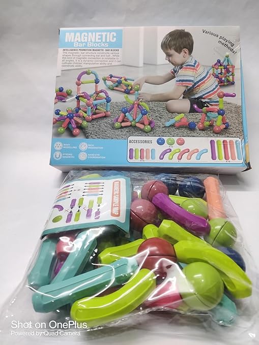 Magnetic Bar Blocks Building Set, 42 Pieces, Educational STEM Construction Toy, Ages 3+