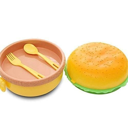 Burger Shaped Lunch Box 2 Layer Tiffin Box for Kids (Polycarbonate, Multicolor)
