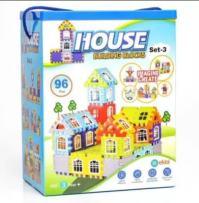 House Building Blocks with Windows Set-3 Building Blocks for Kids, Block Game for Kids (Multicolor, Big Size)