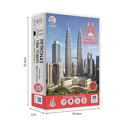 Twin Towers 500-Piece Jigsaw Puzzle, Famous Landmarks of Malaysia, Family Fun