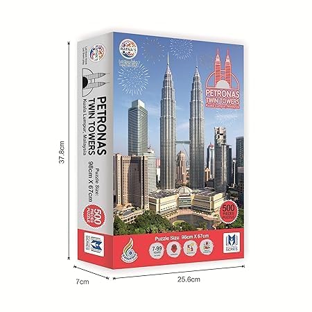 Twin Towers 500-Piece Jigsaw Puzzle, Famous Landmarks of Malaysia, Family Fun