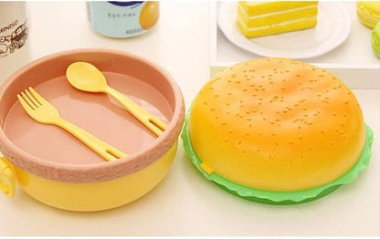 Burger Shaped Lunch Box 2 Layer Tiffin Box for Kids (Polycarbonate, Multicolor)