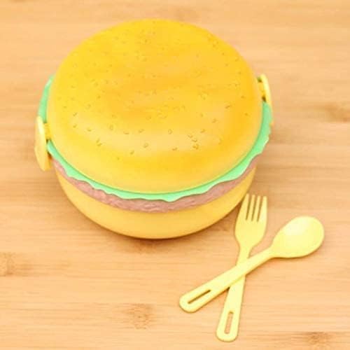 Burger Shaped Lunch Box 2 Layer Tiffin Box for Kids (Polycarbonate, Multicolor)
