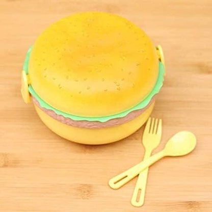 Burger Shaped Lunch Box 2 Layer Tiffin Box for Kids (Polycarbonate, Multicolor)