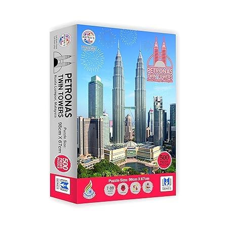 Twin Towers 500-Piece Jigsaw Puzzle, Famous Landmarks of Malaysia, Family Fun