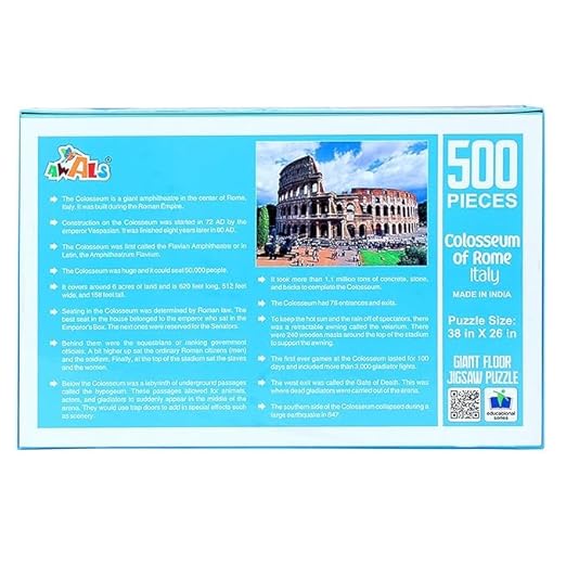 Rome Colosseum Jigsaw Puzzle, 500 Pieces, Famous Italian Landmark