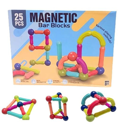 Magnetic Building Blocks| Educational Constructing &Learning Blocks| Bar Blocks Gift for Kids |25 pcs bar Blocks|3+ Years