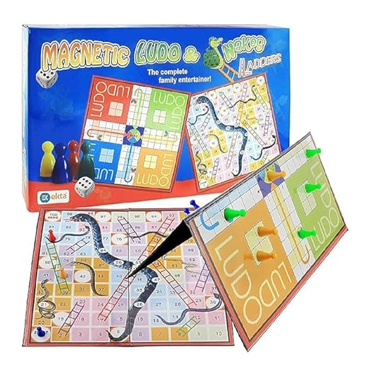 Magnetic Ludo and Snakes & Ladders Board Game Set, 2-in-1 Family Entertainment Pack