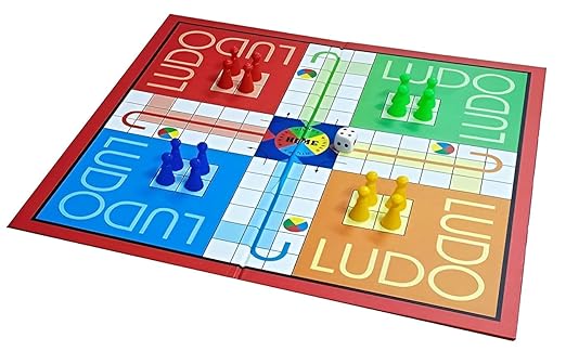 4-in-1 Family Board Games Set, Chess, Ludo, Snakes and Ladders, Classic Indoor Games Collection