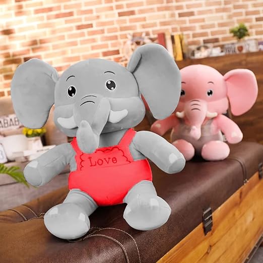 Sitting Elephant Soft Toy | Valentine Day Gift for Him & Her | - 30 cm Plush Companion for Cuddling and Decor - Perfect for Kids and Home Decoration