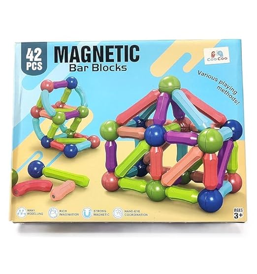 Magnetic Bar Blocks Building Set, 42 Pieces, Educational STEM Construction Toy, Ages 3+