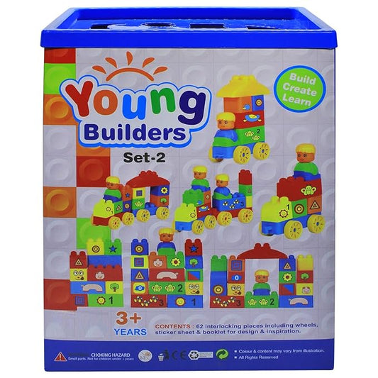 Young Builders Set 2, Play & Learn Building Blocks for Toddlers Activity Game Toy