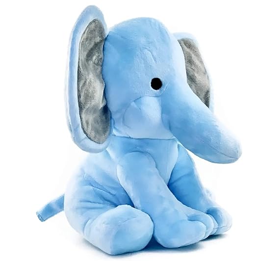 Babique Elephant Sitting Plush Soft Toy Cute Kids Animal Home Decor Boys/Girls (Blue, 30 cm)