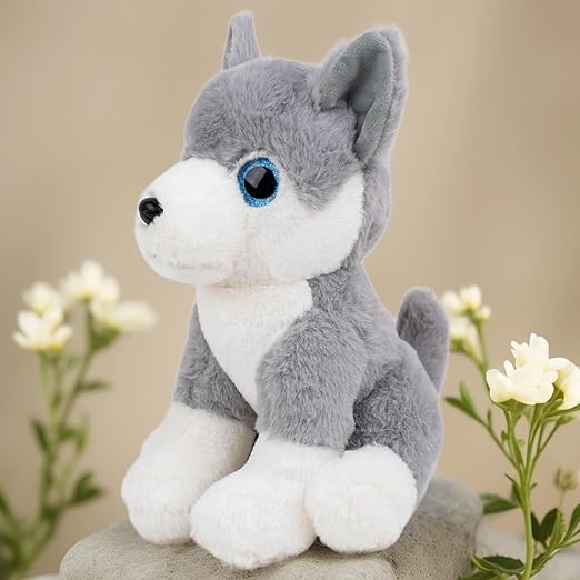 Babique Glittery Eyes Husky Dog Stuffed Plush Animal | Teddy Bear Soft Toy |Ideal for Birthdays & Special Occasions Girls/Boys, Baby Kids -(Grey, 25Cm)