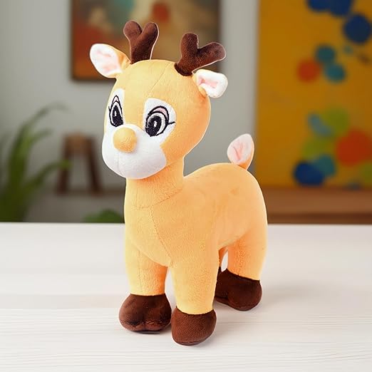 Babique Deer Stuffed Plush Animal | Teddy Bear Soft Toy |Ideal for Birthdays & Special Occasions Girls/Boys, Baby Kids -Yellow, 30Cm