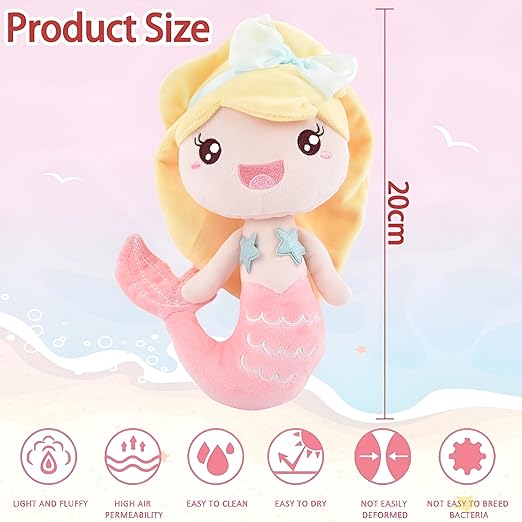 Liquortees Mermaid Soft Doll, Plush Toy for Girls, Baby Dolls, Kids Soft Toy (Peach 20 Cm)
