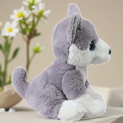 Babique Glittery Eyes Husky Dog Stuffed Plush Animal | Teddy Bear Soft Toy |Ideal for Birthdays & Special Occasions Girls/Boys, Baby Kids -(Grey, 25Cm)