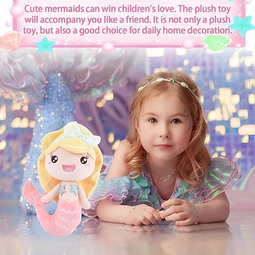 Liquortees Mermaid Soft Doll, Plush Toy for Girls, Baby Dolls, Kids Soft Toy (Peach 20 Cm)